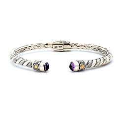 Amethyst Bangle Bracelet Sterling Silver 18KT Gold