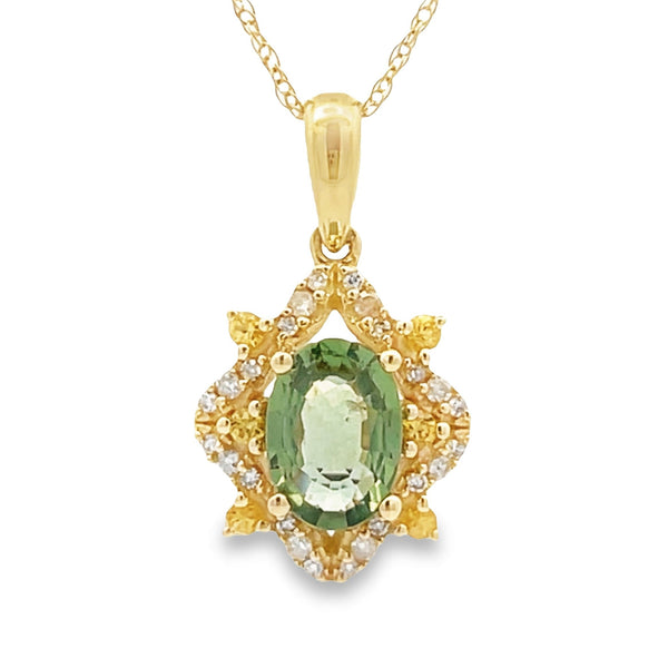 1.03ct Green Sapphire Fashion Pendants 14KT Yellow Gold