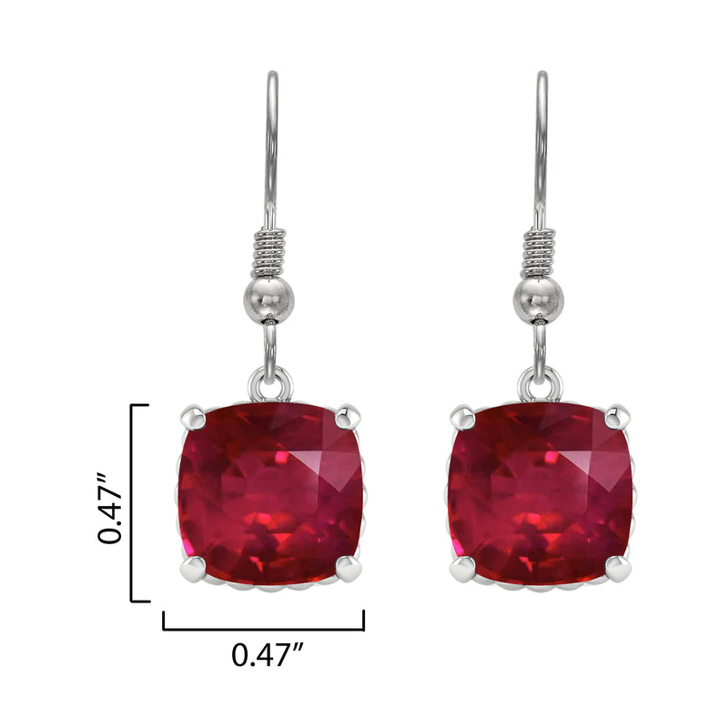 Sterling Silver with Ruby Dangle Earrings