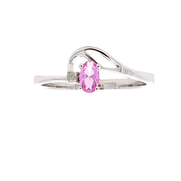 .02ct Created Sapphire Diamond Ring 10KT White Gold