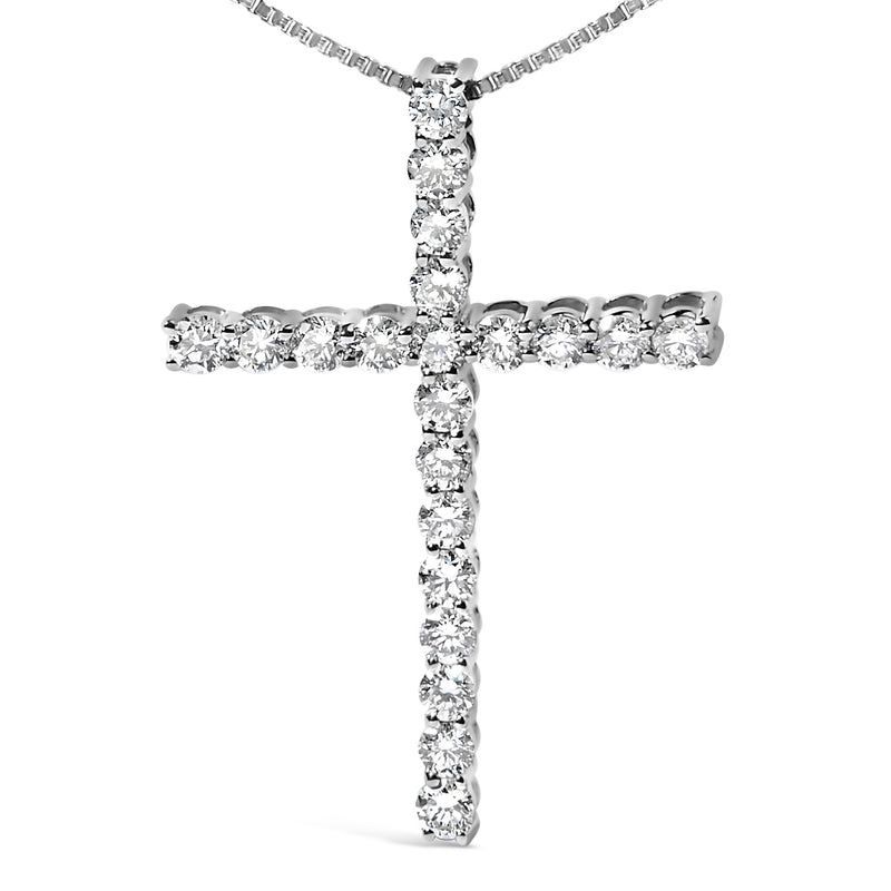 .925 Sterling Silver 1.00 Cttw Lab Grown Diamond Cross Pendant Necklace (F-G Color, VS2-SI1 Clarity) - 18 inch