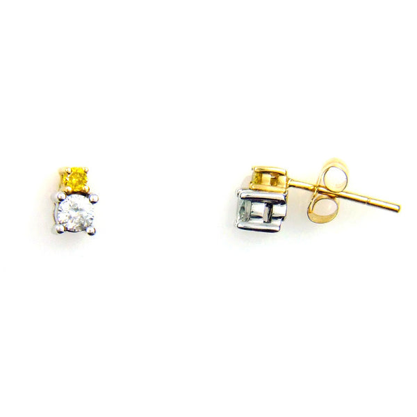 Genuine .33ct Diamond Earrings 14KT 2 Tone Gold