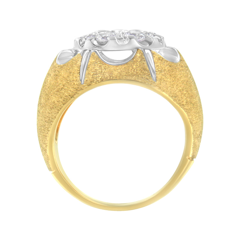 Mens 14K Yellow Gold 2ct. TDW  Diamond  Cocktail Cluster Ring (I-JI2-I3)- Size 7.25