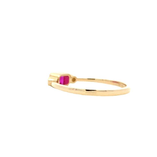 .02ct Created Ruby Diamond Ring 10KT Yellow Gold