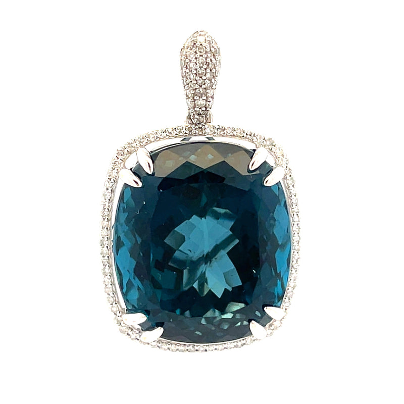 London Blue Topaz Fashion Pendants 14KT White Gold