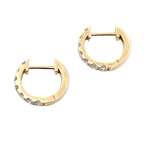 Genuine .37ct Diamond Hoop Earrings 14KT Yellow Gold