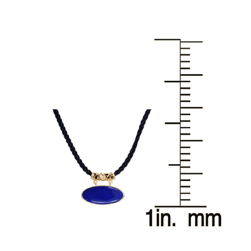 Lapis Lazuli Gold plated Sterling Silver Pendant with 18" Black Cord