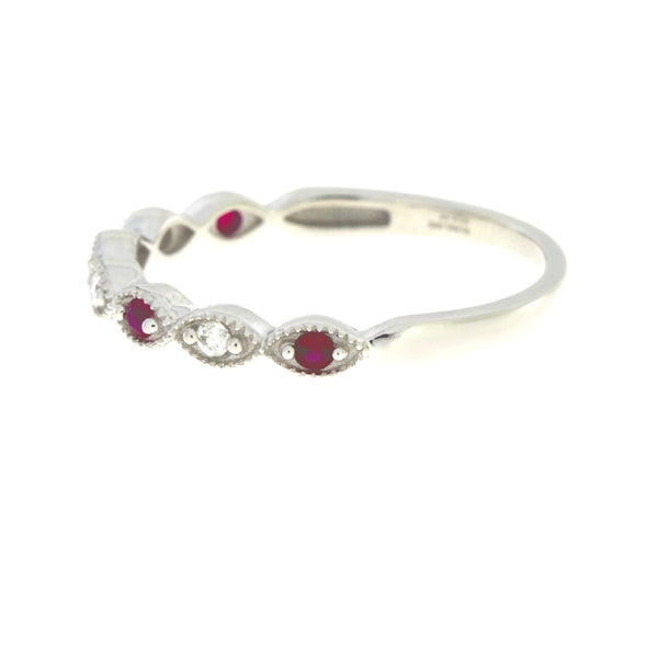 .15ct Ruby Diamond Wedding Band Ring 14KT White Gold