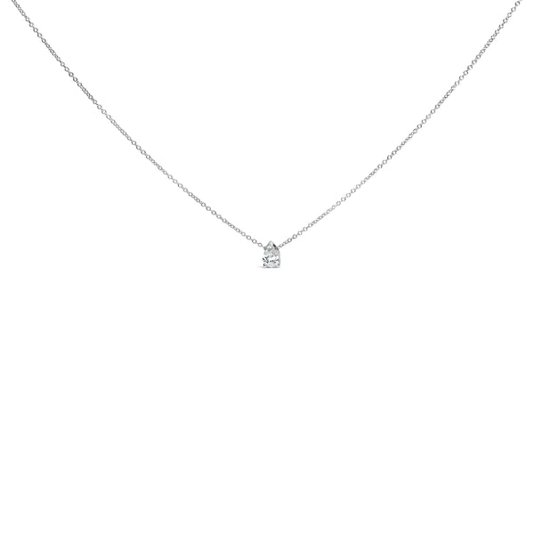 14K White Gold 1/2 Cttw Pear Shape Lab-Grown Diamond 3-Prong Solitaire Pendant Necklace 18 Inch (F-G Color, VS2-SI1 Clarity)