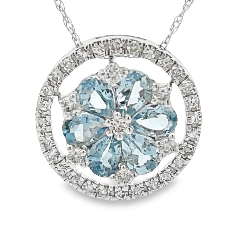 Aquamarine Diamond Fashion Pendants 14KT White Gold