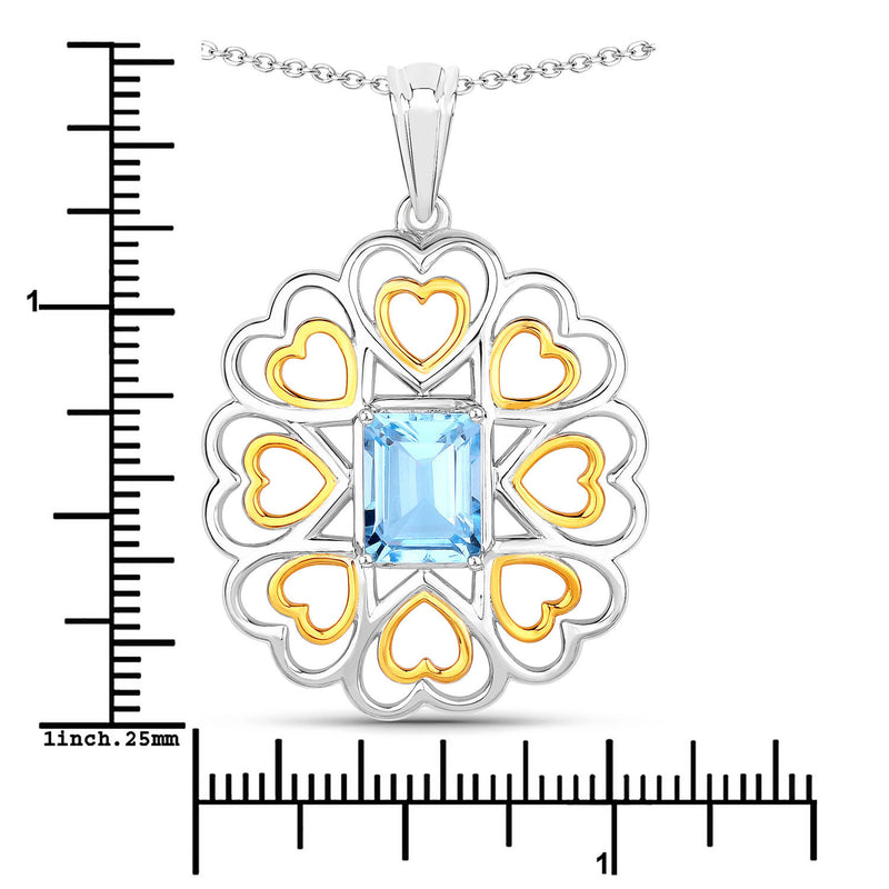 2.60 Carat Genuine Blue Topaz .925 Sterling Silver Pendant