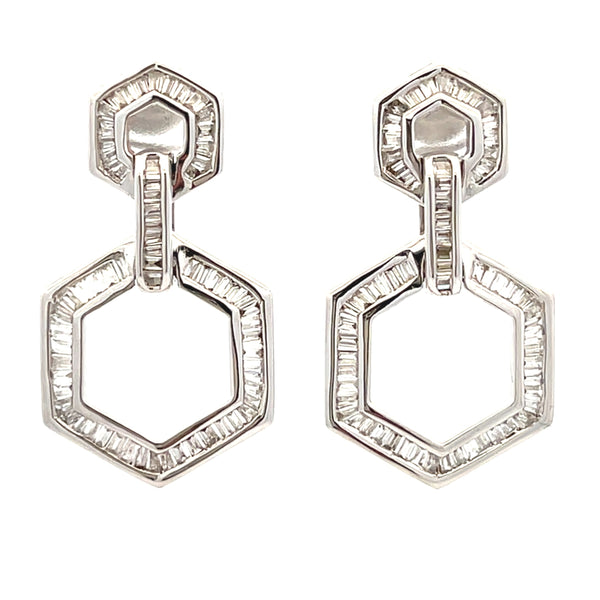 Genuine .73ct Diamond Dangle Earrings 14KT White Gold