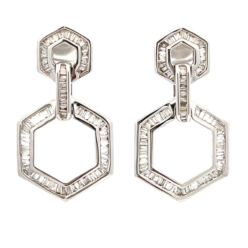 Genuine .73ct Diamond Dangle Earrings 14KT White Gold