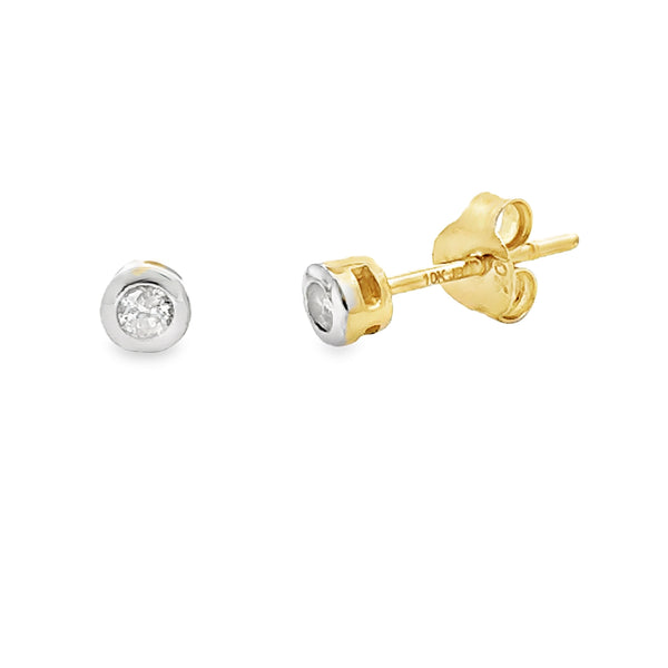 Genuine .10ct Diamond Stud Earrings 10KT Yellow Gold