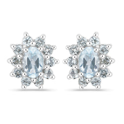 1.74 Carat Genuine Blue Topaz .925 Sterling Silver Earrings