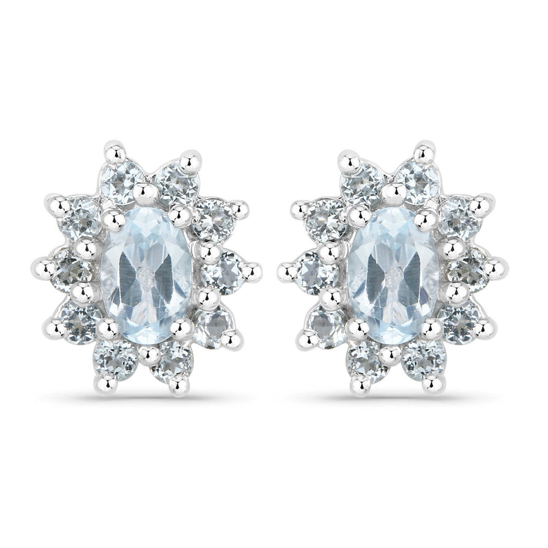 1.74 Carat Genuine Blue Topaz .925 Sterling Silver Earrings