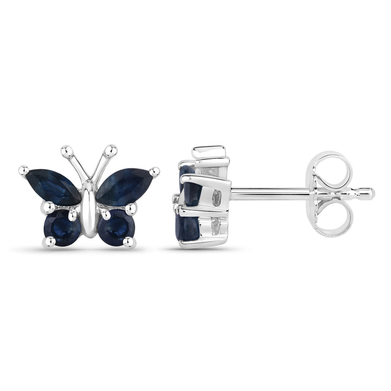 0.61 Carat Genuine Blue Sapphire .925 Sterling Silver Earrings