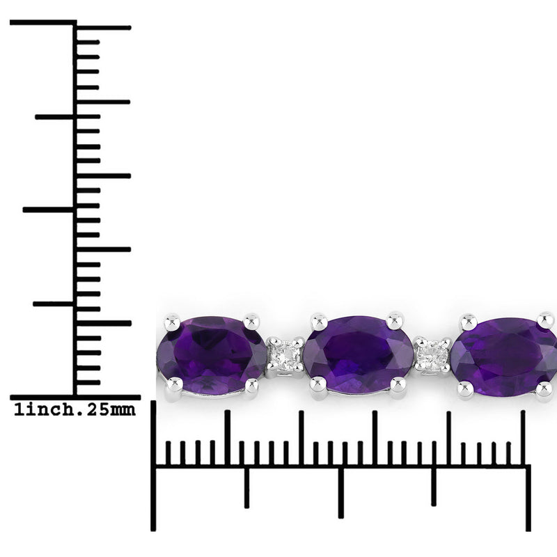 10.88 Carat Genuine Amethyst and White Topaz .925 Sterling Silver Bracelet