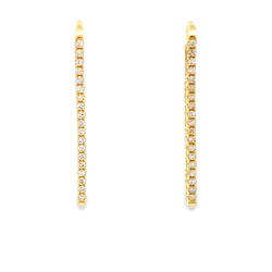 Genuine .44ct Diamond Hoop Earrings 14KT Yellow Gold