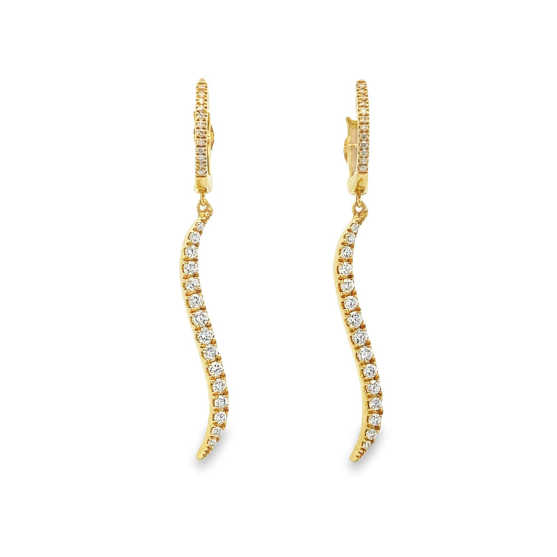 Genuine .50ct Diamond Dangle Earrings 10KT Yellow Gold