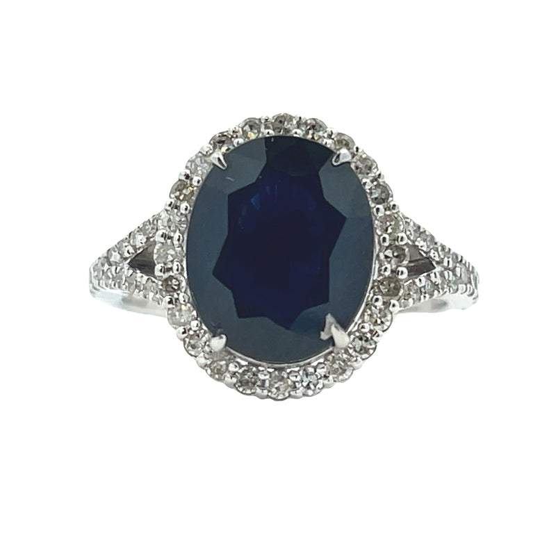 Natural 4.71ct Sapphire Diamond Ring 18KT White Gold