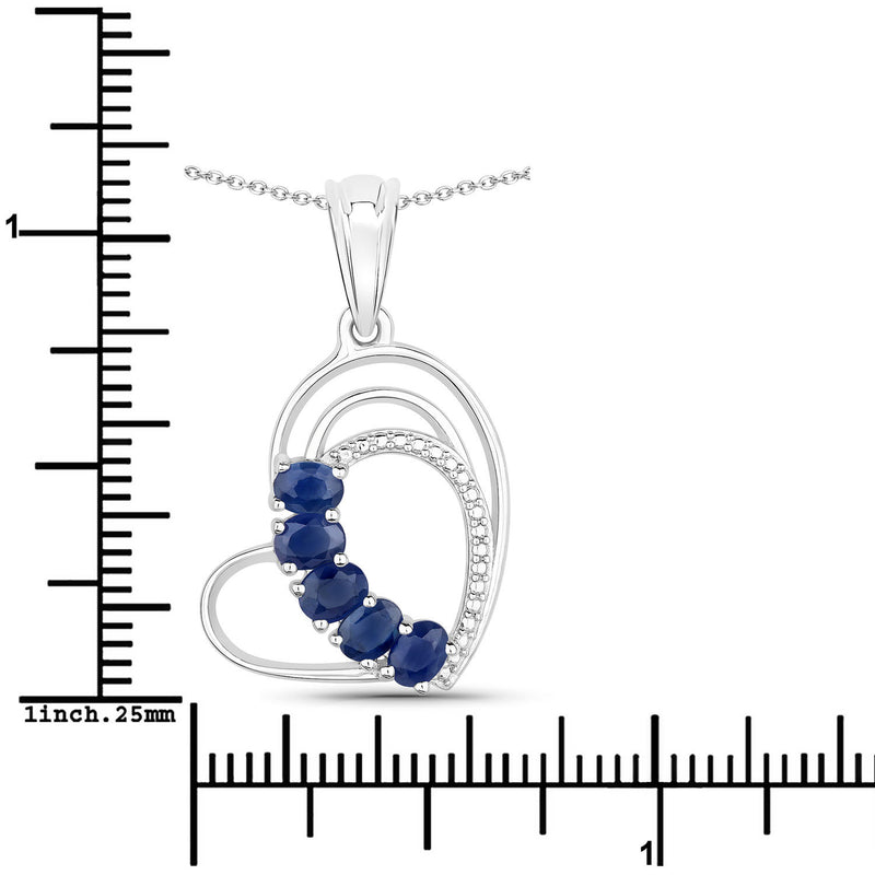 1.00 Carat Genuine Blue Sapphire .925 Sterling Silver Pendant