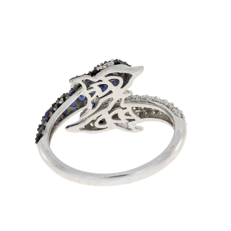 1.31ct Sapphire Diamond Animal Ring 14KT White Gold