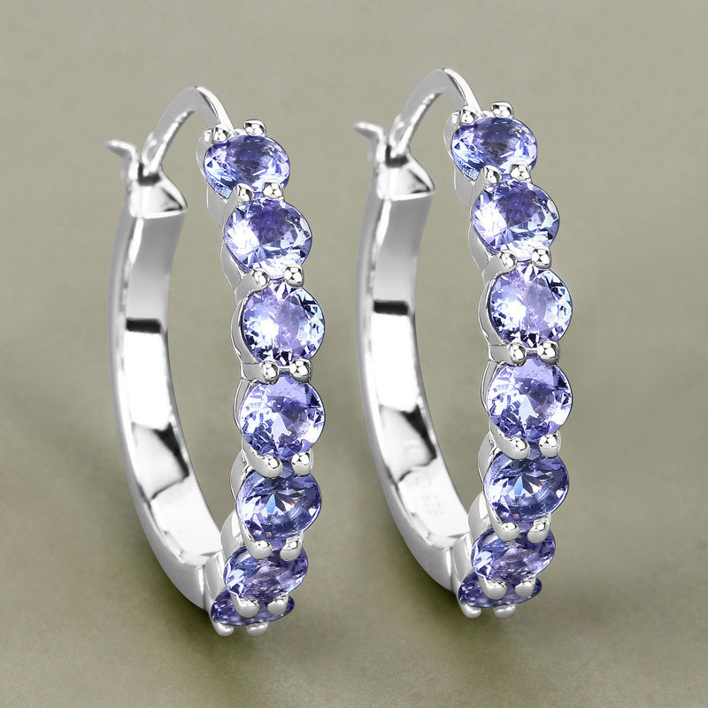 2.66 Carat Genuine Tanzanite .925 Sterling Silver Earrings