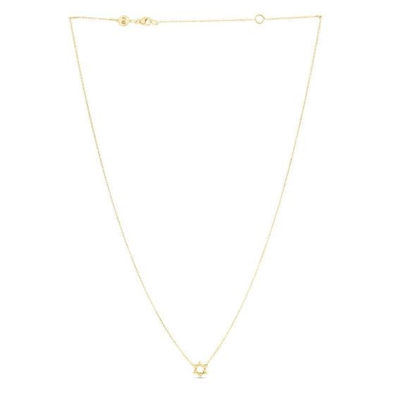 14k Yellow Gold Star of David Necklace