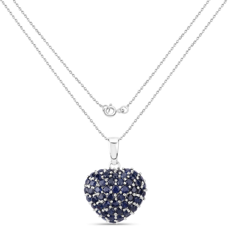 7.26 Carat Genuine Blue Sapphire .925 Sterling Silver Pendant