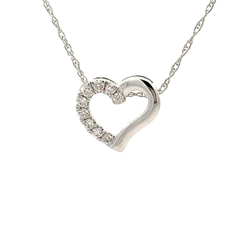 .09ct Diamond Heart Love Pendant 14KT White Gold