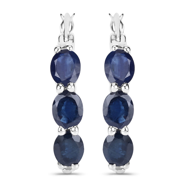 1.20 Carat Genuine Blue Sapphire  .925 Sterling Silver Earrings