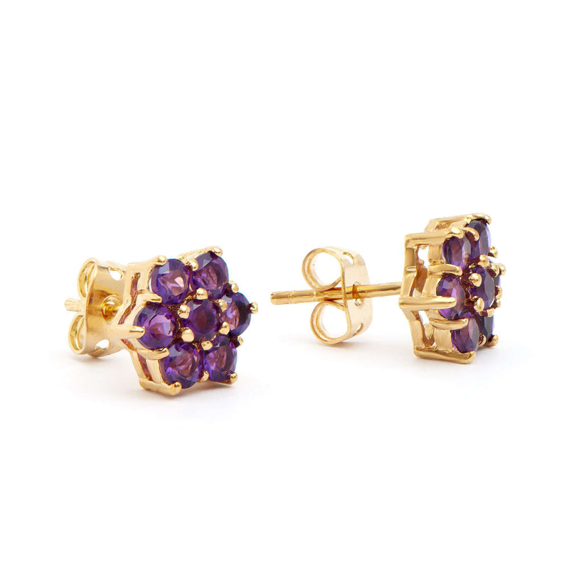 1.21 ctw Amethyst & Diamonds 18K Gold Plated Designer Earrings