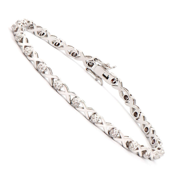 0.2 ctw Diamonds Rhodium Plated Designer Bracelet