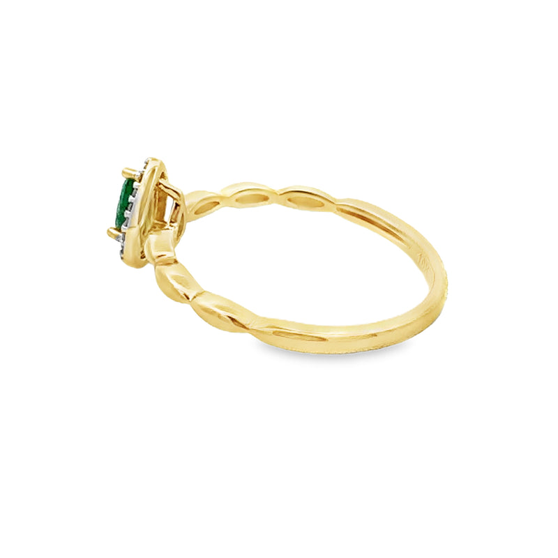 Genuine .24ct Emerald Diamond Ring 10KT Yellow Gold