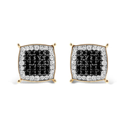 Men's 10K Yellow Gold 1/2 Cttw White and Black Treated Diamond Earring (Black / I-J Color, I2-I3 Clarity)