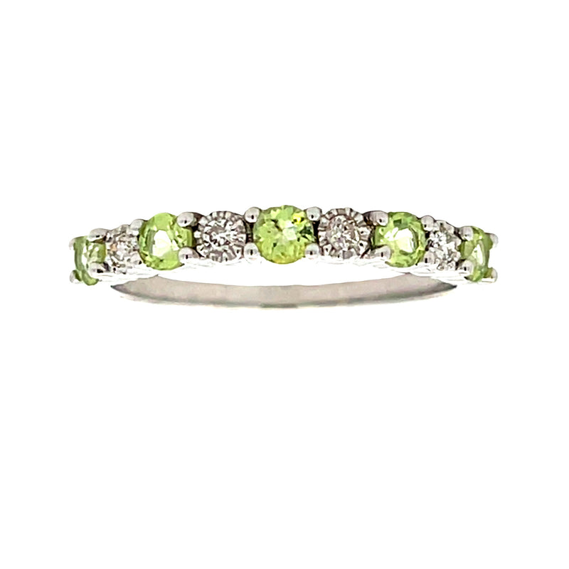 Peridot Diamond Fashion band rings 14KT Yellow Gold