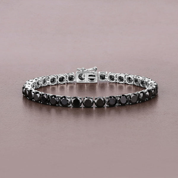 19.13 Carat Genuine Black Diamond 14K White Gold Bracelet