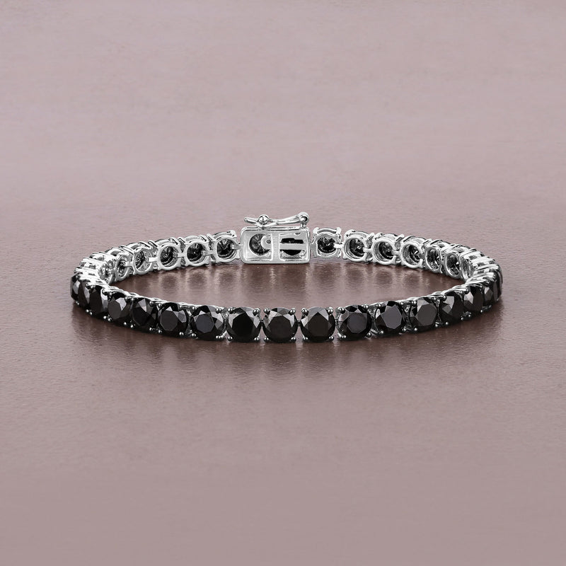 19.13 Carat Genuine Black Diamond 14K White Gold Bracelet