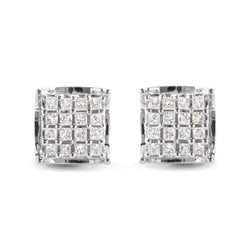 10K White Gold 1/2 Cttw Princess Diamond Classic Composite Stud Earrings (I-J Color, I1-I2 Clarity)