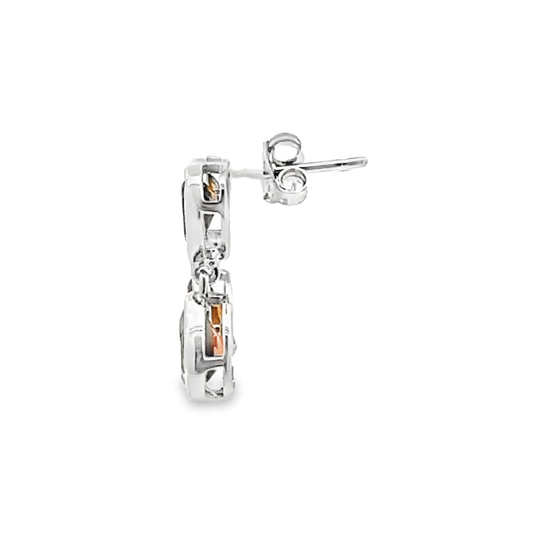 Genuine 1.91ct Citrine Dangle Earrings Sterling Silver