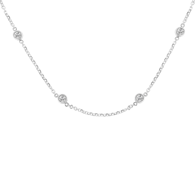 14K Gold 1ct TDW Diamond Station Necklace (H-I, SI2-I1) (White, Gold)