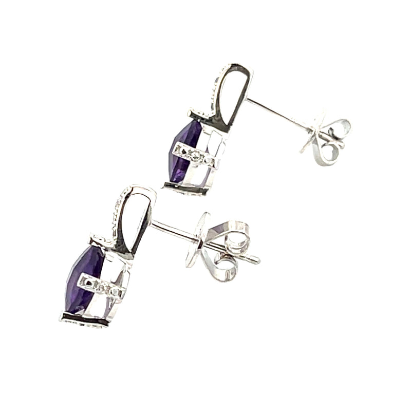 1.44ct Amethyst Diamond Earrings 14KT White Gold