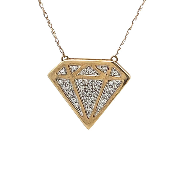 Natural .10ct Diamond Fashion Pendants 10KT Yellow Gold