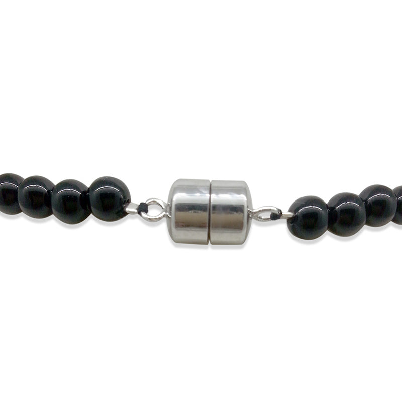 V3 Jewelry Black Agate & Sterling Silver Beaded Necklace-20"