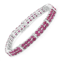 17.65 Carat Glass Filled Ruby and White Topaz .925 Sterling Silver Bracelet