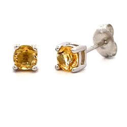 Genuine .40ct Citrine Stud Earrings Sterling Silver