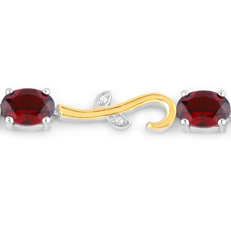 4.31 Carat Genuine Garnet and White Topaz .925 Sterling Silver Bracelet