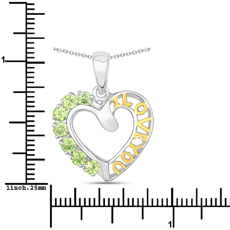 0.70 Carat Genuine Peridot .925 Sterling Silver Pendant