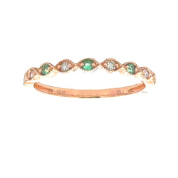 .18ct Emerald Diamond Wedding Band Ring 14KT Rose Gold